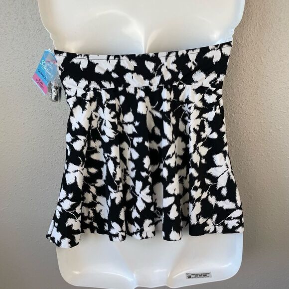 NWT Swim Solutions Black and White Bandeau Tankini Size 8 - Picture 3 of 5